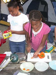 Girls Prepping Food